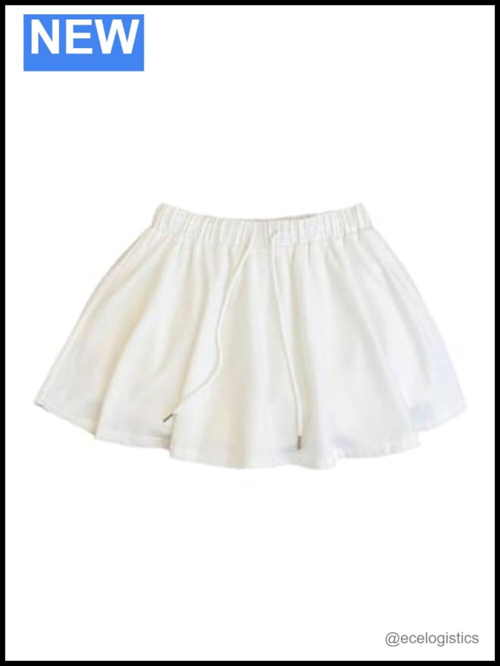 Ruffle Hem Mini Skater Skirt Drawstring Waist Flowy Sporty Summer